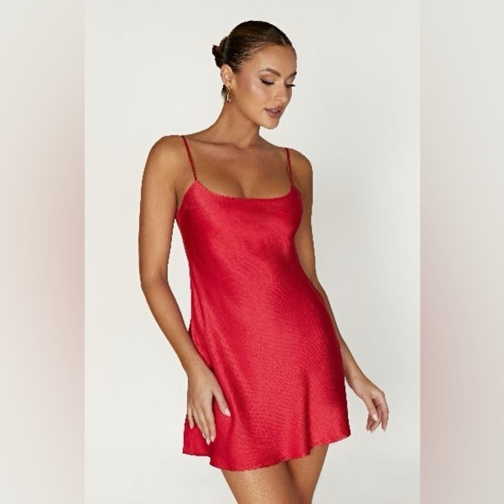 NWT Meshki | Valentina Satin Red Mini Dress | Size XXL